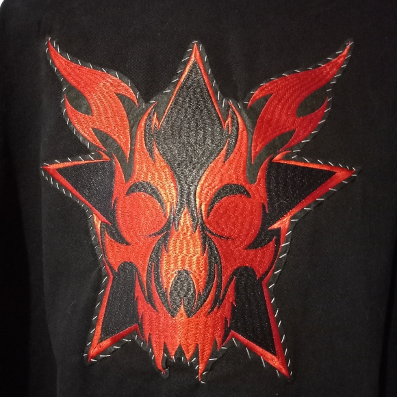 Custom plus Demon/mothman hell raiser RAGE black denim jacket! OOAK! - Picture 3 of 6